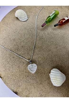 Kristal Kuvars Kalpli Doğal Taş Kolye-%100 Orijinal