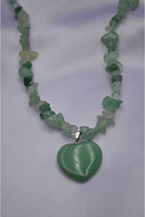 Aventurin Kırıktaş Şekilli Kalpli Doğaltaş Kolye