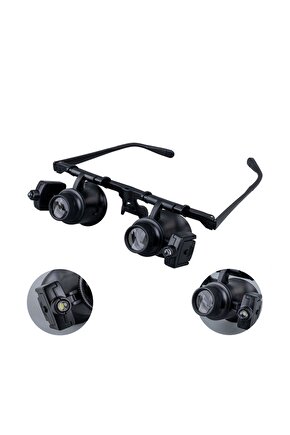 24x Profesyonel Tamirci Kuyumcu Büyüteç Gözlüğü Çift Aydınlatma Ledli (ANALOG GÖZLÜK) Pm-23691