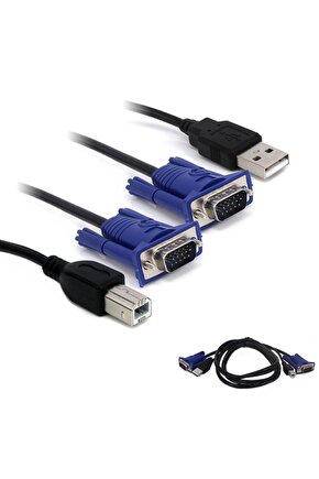 Powermaster Kwm Swıtch Kablo 1.5 Metre Vga Erkekerkek + Usb + Prınter