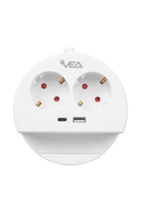Vea Ve- G1102c 2li Usb Type-c Girişli Telefon Standlı 1.5 Metre Grup Priz ( )