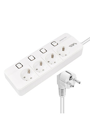 VEA VE-XMAN104 A CLASS 4LÜ AYRI ANAHTARLI 1.5 METRE AKIM KORUMALI GRUP PRİZ (MADE IN MALAYSIA)