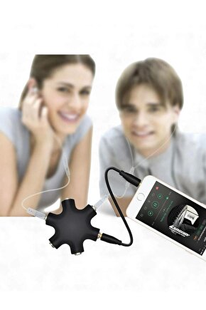 6’lı 3.5mm Stereo AUX Çoklayıcı – Çoklu Ses Bağlantı Splitter Adaptör (Kulaklık ve Hoparlör Uyumlu)