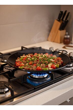 Emaye Yanmaz Yapışmaz Kaplamalı Saç Tava | Kavurma, Et ve Sebze Pişirme Tavası 30 cm