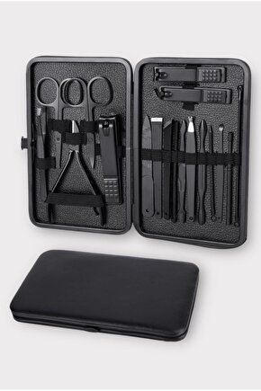 Paslanmaz Çelik 18 Parça Profesyonel Manikür Pedikür Seti – Tırnak Bakım ve Kişisel Hijyen Kiti