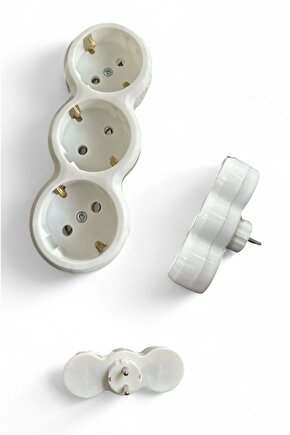 3’lü Priz Çoklayıcı – Yanmaz Malzemeden, Beyaz Renk