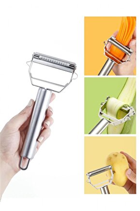 Paslanmaz Çelik Çift Fonksiyonlu Sebze ve Meyve Soyacağı – Jülyen Doğrayıcı