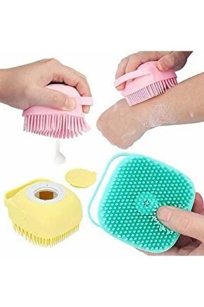 Şampuan Hazneli Silikon Peeling Duş Fırçası Banyo Duş Kesesi Sabun Jel Hazneli Masaj Fırçası 2 ADET