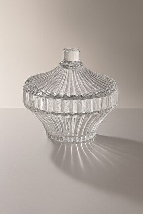 Desenli Kapaklı Cam Şekerlik – Şeffaf