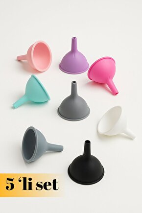 5’li Silikon Mini Huni Seti Pratik Sıvı Aktarma Aparatı