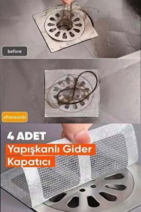 4 Adet Yapışkanlı Gider Kapatacı Lavabo Tıkacı Gider Kapağı