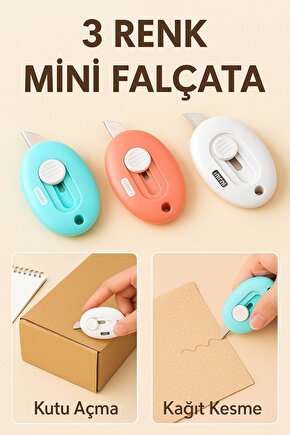 Renkli Mini Falçata – Kaydırmalı Kilitli Pratik Maket Bıçağı Falçata
