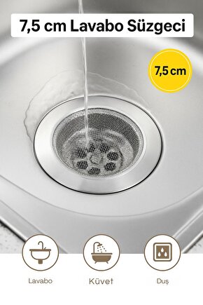 7.5 Cm Lavabo Süzgeci Paslanmaz Çelik - Tel Süzgeç Paslanmaz Çelik 1 CN Evet Elde yıkanmalıdır.