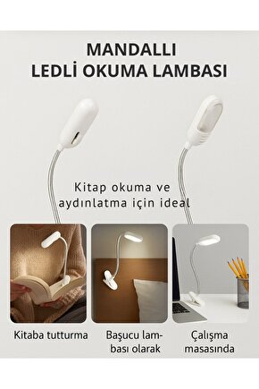 PİLLİ LEDLİ KİTAP OKUMA LAMBASI (4453)