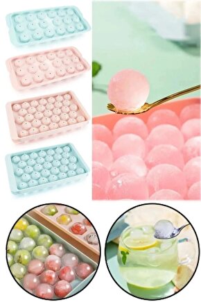 Küre Buz Kalıbı Kapaklı 33 Hazneli Yuvarlak Buz Kalıbı Kokteyl Sunum Buz Kalıbı