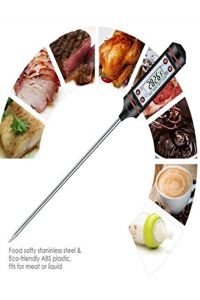 1 Adet Yemek Gıda Termometresi Gıda Yemek Sıcaklık Ölçer Dijital Et Su Süt Yiyecek Sıcaklık