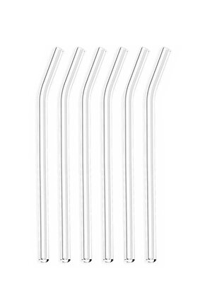6 Parça Şeffaf Cam Pipet El Yapımı Eğimli Zarif 20 Santim Ice Coffe Pipeti 20 Cm AXE45T-9D1