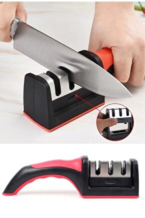 3 Açılı Profesyonel Bıçak Bileyici Çelik El Bıçakları Bileme Aparatı Siyahbordo