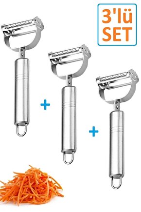 3 Adet Pratik Soyacak Jumbo Boy Paslanmaz Çelik Turbo Jülyen Sebze Ve Meyve Soyucu