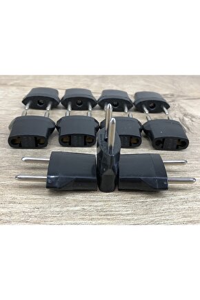Amerikan Fişini Türkiye Fişine Çevirici Başlık Siyah Plastik Adaptör 11 Adet Türk Fiş Ucu