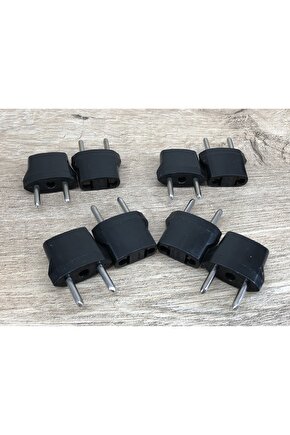 8 Adet Amerikan Elektrik Prizini Türkiye Fişine Dönüştüren Çevirici Plastik Siyah 2 Pin Türk Uç
