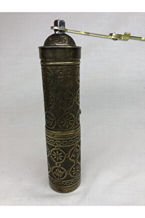 Eskitme Osmanlı Sitili Antik Pirinç Renkli Büyük Boy Değirmen Kahve Çekirdeği Kaya Tuzu Öğütücüsü