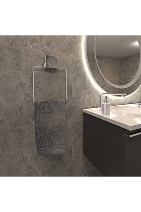Dekoratif Yapıştırmalı Banyo Mutfak Metal Kare Havluluk Askı Krom Pratik Vidasız Montaj Dc-4780