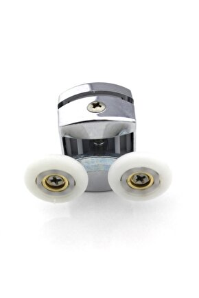 Kırılmaz Duşakabin Tekeri Krom Çift Teker Duşakabin Rulmanı Eksiksiz Tam Set 22 mm