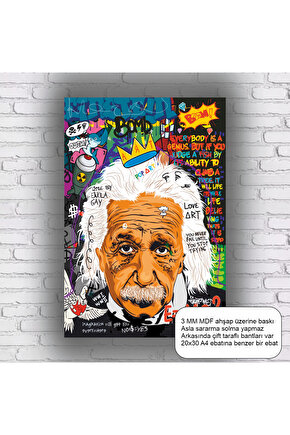 albert einstein eğlenceli bilim pop art mdf tablo retro ahşap poster