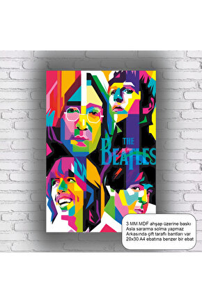rock müzik the beatles popart mdf tablo retro ahşap psoter
