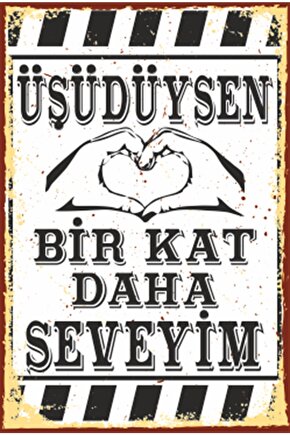Üşüdüysen Bir Kat Daha Seveyim Retro Ahşap Poster