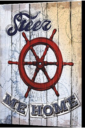denizci dümeni yat tekne denizci temalı mini retro ahşap poster