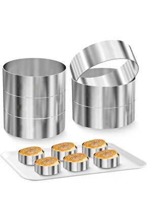 Narkalıp Yuvarlak Hamburger,Omlet Pasta Pişirme Kalıbı Çap 10cm Derinlik 3,5cm 6 Adet