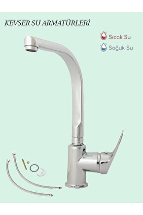 KEVSER SU ARMATÜRLERİ Krom Lüx Mutfak&Lavabo Bataryası Balık SIRTI BoruLU