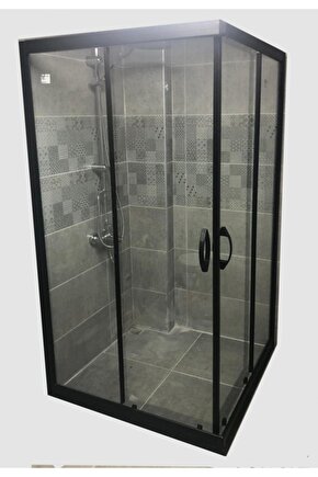 80*80 H:180 Siyah Profil 6mm Şeffaf Camlı Duşakabin