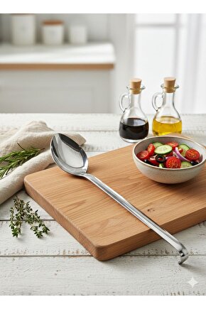 Paslanmaz Çelik Profesyonel Servis Kaşığı - 45 cm Endüstriyel Mutfak Servis Gereci 1810 304 (3)