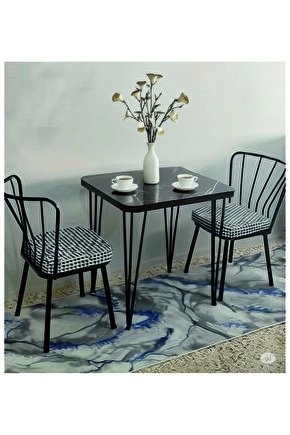 Metal Ayaklı 60x90cm KALINLIKLI (TEK MASA)Balkon Masası- Çalışma Masası -kafe SİYAH MERMER 60X90