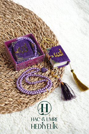 Mini Kuran ve Tesbih Seti | Hediyelik Mevlid Hac Umre Davet Bebek Hediyesi | 10 Adet Set