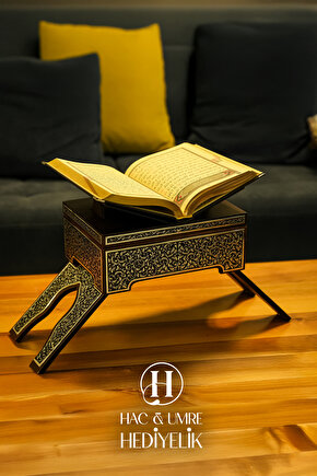 Gümüş Kaplama Ahşap Rahle ve Kuranı Kerim Seti, Gümüş İşlemeli Lüks Kuran Okuma Sehpası ve Kuran Set