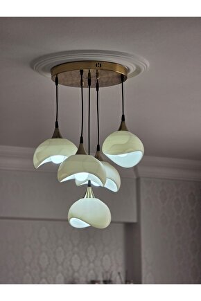 5 Li Sarkıt Avize Rustik E27 Modern Avize Bohem Beton Görünüm (3 ADET BEYAZ LED AMPÜL HEDİYEDİR.!)