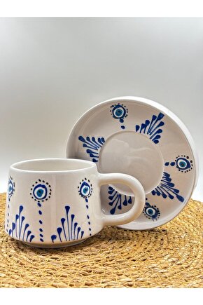 Seramik El Yapımı Altlıklı Kupa Fincan Seti