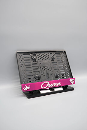 QUENN 3D KABARTMALI PLEKSİ PEMBE MOTOR PLAKALIĞI