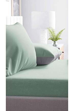 %100 Cotton (PAMUK) 150x240 Cm Tek Kişilik Açık Petrol Düz Çarşaf