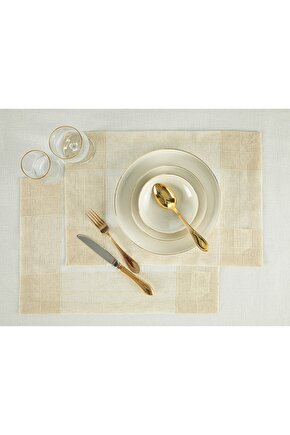 Luxe Linen Look Polyester 2li Amerikan Servis 35x50 cm Bej