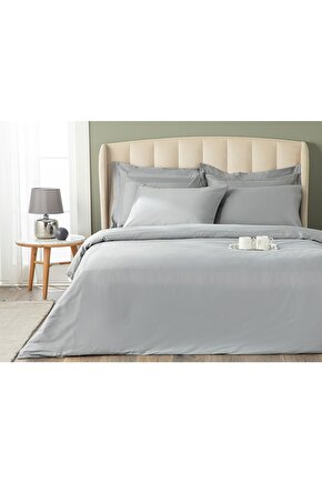 Çerçeveli Pamuk Saten Set Lenjerıe De Pat 260x220 Cm Gri.