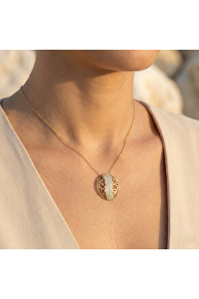 Kadın Gold Osmanlı Motif Oval Kolye