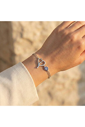 Taşlı Kalp Bileklik