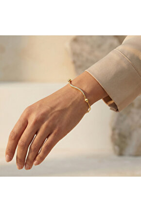Gold Taşlı Şarnelli Bileklik