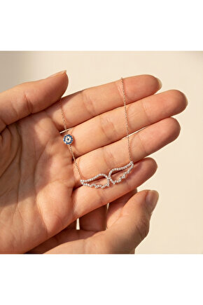 Taşlı Büyük Melek Kanadı Kolye