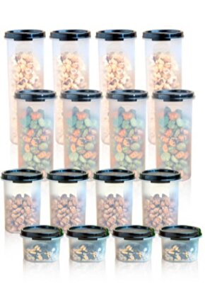 Oval Yuvarlak Siyah 16 Lı Set.